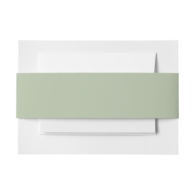 Light Sage Green Solid Colour Invitation Belly Band (Front Example)