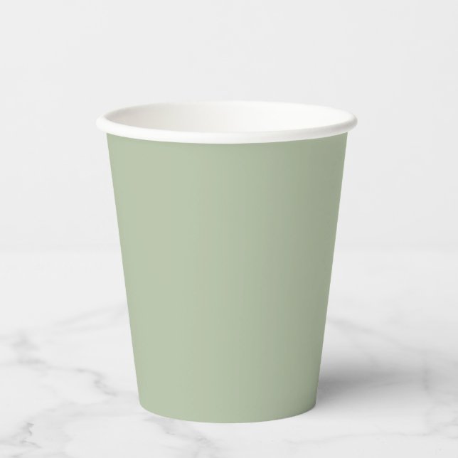 Light Sage Green Solid Colour Paper Cups (Front)