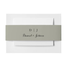 Light Sage Green Wedding Invitation Belly Band