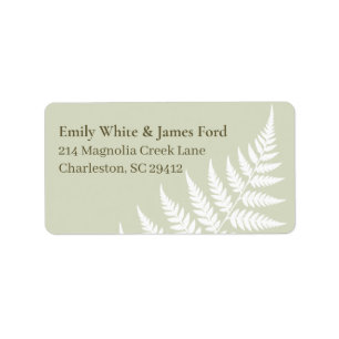 Light Sage Green White Fern Couple Address Label