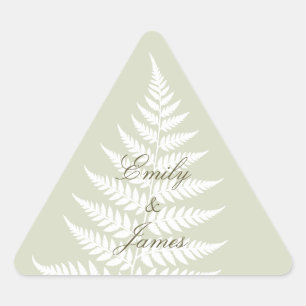 Light Sage Green White Fern Delicate Botanical Triangle Sticker