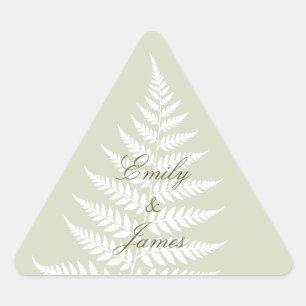 Light Sage Green White Fern Delicate Botanical Triangle Sticker