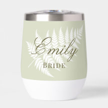 Light Sage Green White Fern Elegant Bridal White