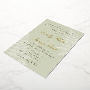 Light Sage Green White Fern Elegant Wedding