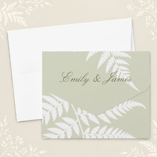 Light Sage Green White Fern Elegant Wedding All In One Invitation