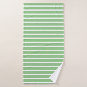 Light Sage Green White Stripe Custom Spring Summer Bath Towel
