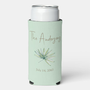 Light Sage Personalised Tropical Wedding Favour Seltzer Can Cooler