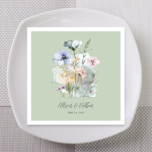 Light Sage Soft Romantic Garden Wedding Napkin