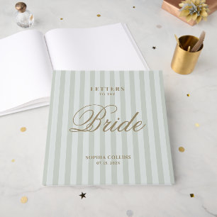 Light Sage Stripes Letters To The Bride Wedding Guest Book
