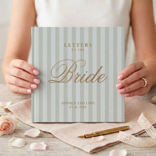 Light Sage Stripes Letters To The Bride Wedding Guest Book