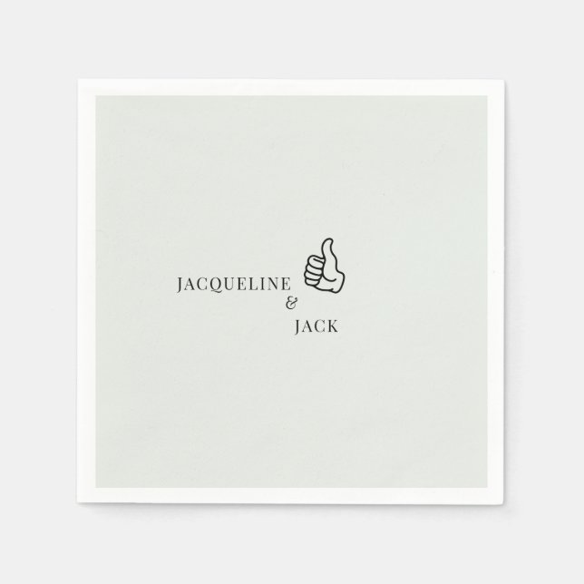 Light Sage Thumbs Up Personalised Cocktail  Napkin (Front)