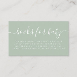 Light Sage Typography Baby Shower Books For Baby Enclosure Card