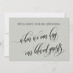 Light Sage When We Can Hug You Postponed Wedding Invitation