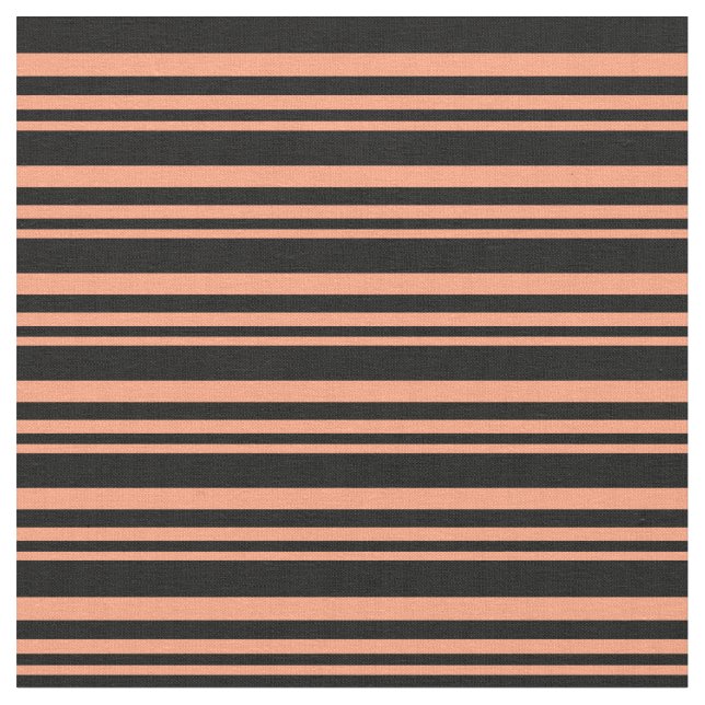 Light Salmon and Black Stripes Fabric (Close Up)