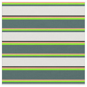 Light Salmon, Green, Gray, Light Cyan & Black Fabric