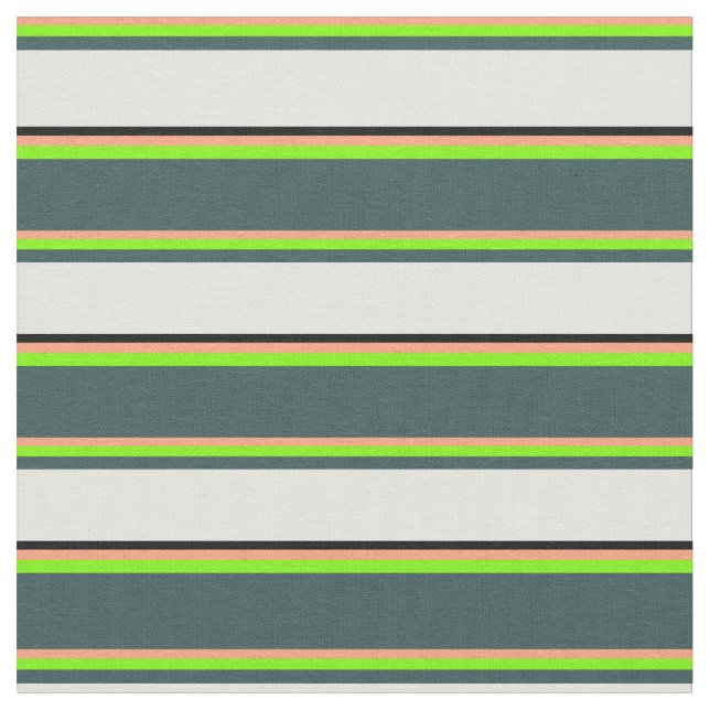 Light Salmon, Green, Grey, Light Cyan & Black Fabric (Close Up)