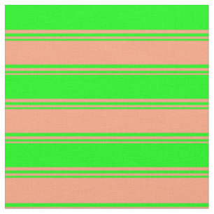 Light Salmon & Lime Coloured Lined Pattern Fabric