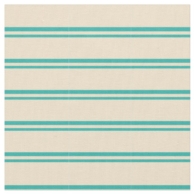 Light Sea Green and Tan Coloured Lines Fabric (Close Up)