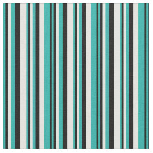 Light Sea Green, Black & Mint Cream Pattern Fabric