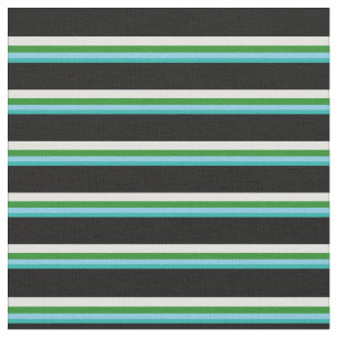 Light Sea Green, Blue, Forest Green, Cyan & Black Fabric
