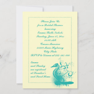 Light sea green seahorse wedding bridal shower invitation