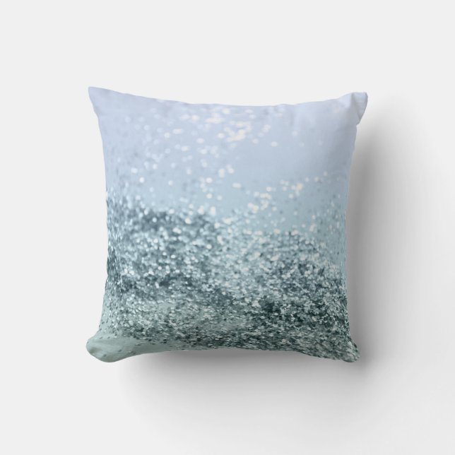 Light Seafoam Light Blue Glitter #1 Cushion (Front)