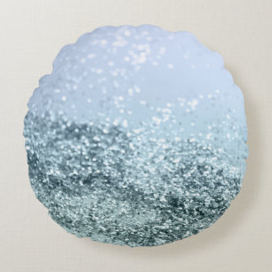 Light Seafoam Light Blue Glitter #1 Round Cushion