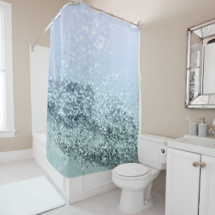 Light Seafoam Light Blue Glitter #1 Shower Curtain