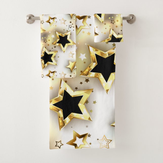 Light seamless with gold stars bath towel set (Insitu)