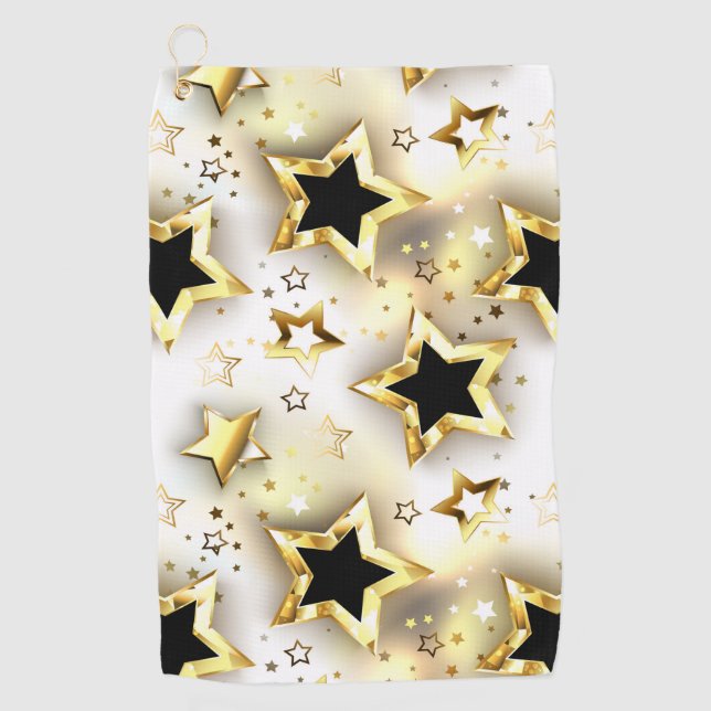 Light seamless with gold stars golf towel (Front)