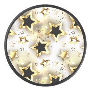 Light seamless with gold stars hockey puck