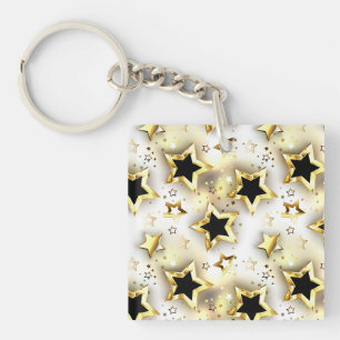 Light seamless with gold stars key ring