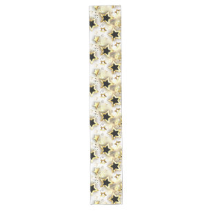 Light seamless with gold stars long table runner