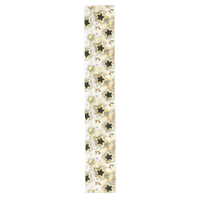 Light seamless with gold stars long table runner (Front)