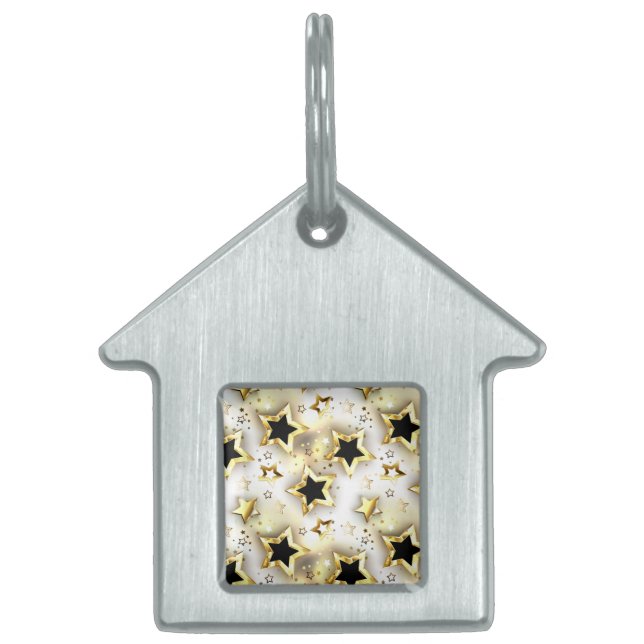 Light seamless with gold stars pet ID tag (Front)