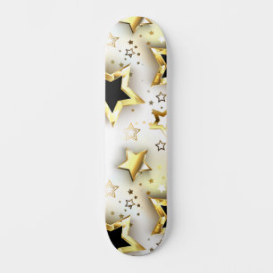 Light seamless with gold stars skateboard