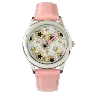 Light seamless with gold stars watch