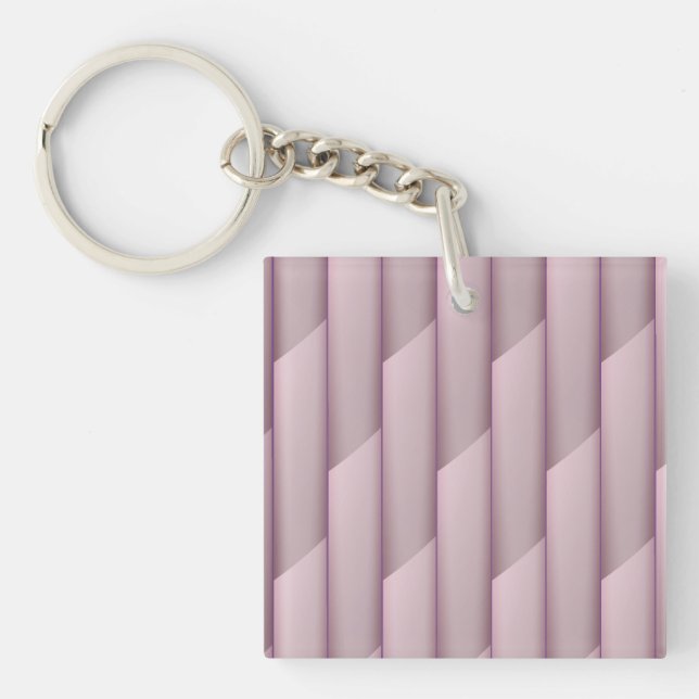 Light Shades of Purple Geometric Abstract Stripes Key Ring (Front)