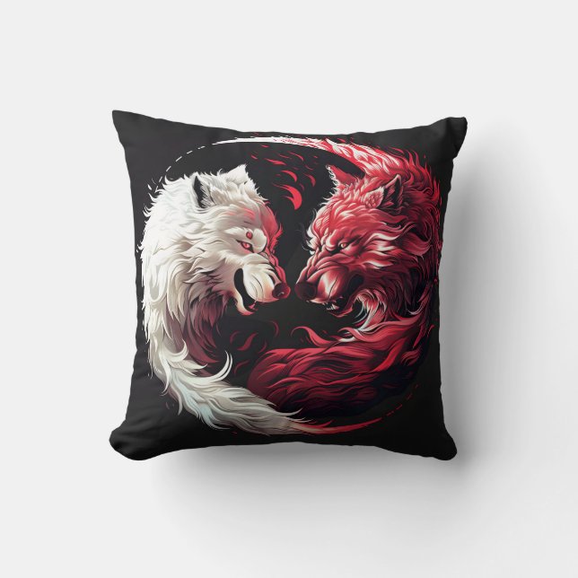 Light Shadow Wolf Spirit Animal Fantasy Cushion (Front)