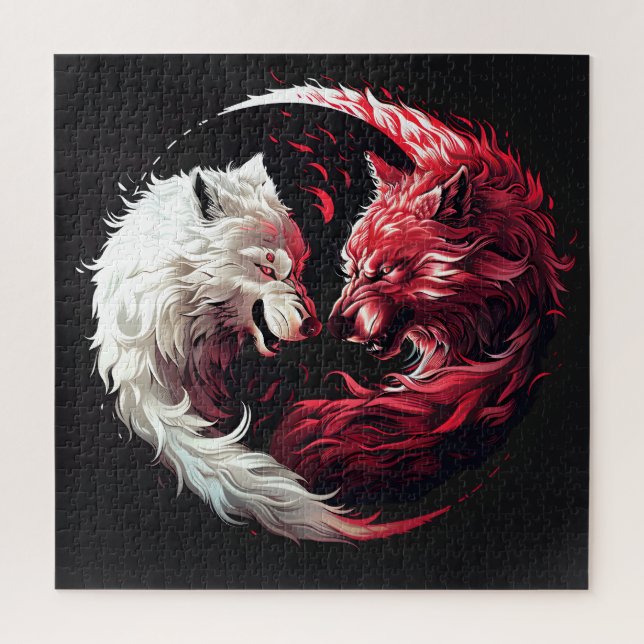 Light Shadow Wolf Spirit Animal Fantasy Jigsaw Puzzle (Vertical)