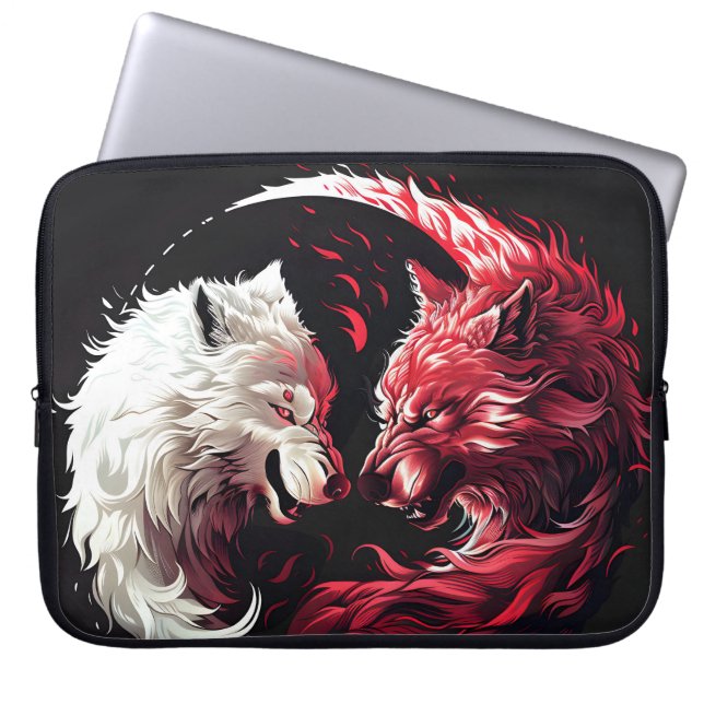 Light Shadow Wolf Spirit Animal Fantasy Laptop Sleeve (Front)