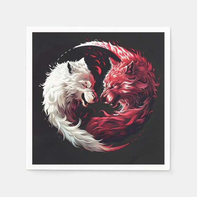 Light Shadow Wolf Spirit Animal Fantasy Napkin (Front)