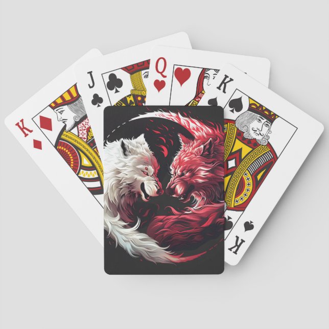 Light Shadow Wolf Spirit Animal Fantasy Playing Cards (Back)