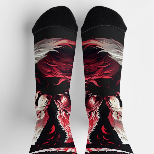 Light Shadow Wolf Spirit Animal Fantasy Socks (Top)