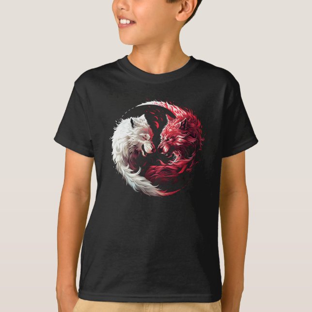 Light Shadow Wolf Spirit Animal Fantasy T-Shirt (Front)