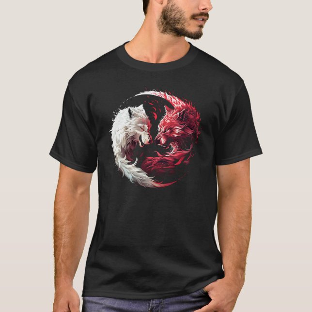 Light Shadow Wolf Spirit Animal Fantasy T-Shirt (Front)