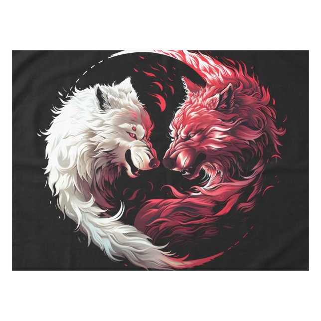 Light Shadow Wolf Spirit Animal Fantasy Tablecloth (Front (Horizontal))
