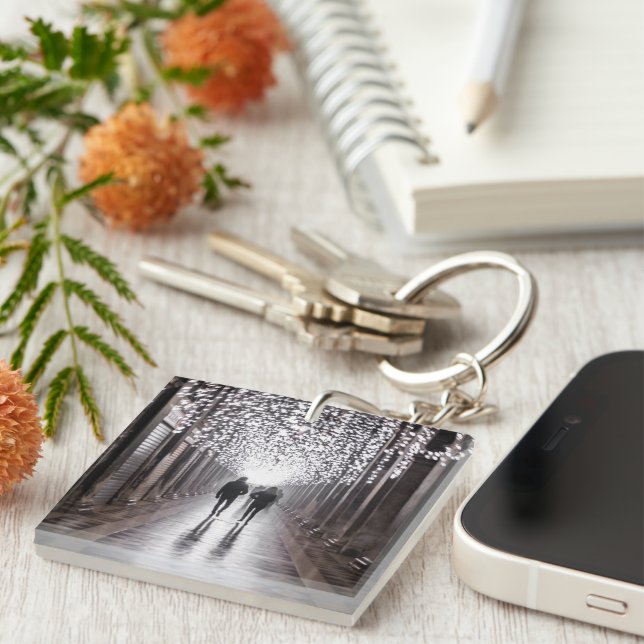 Light, shadows and symmetry - sepia key ring (Front Right)
