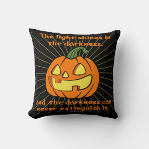 Light shines in the darkness Jack-o-lantern Cushion