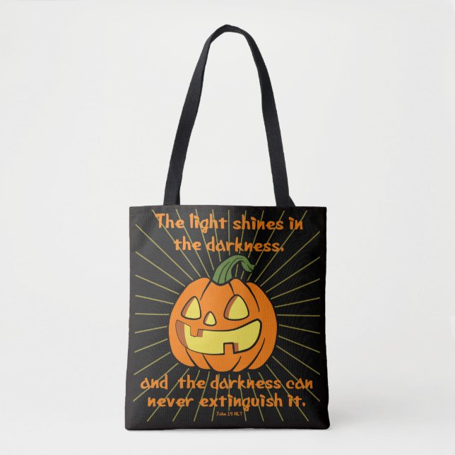 Light shines in the darkness Jack-o-lantern Tote Bag (Front)